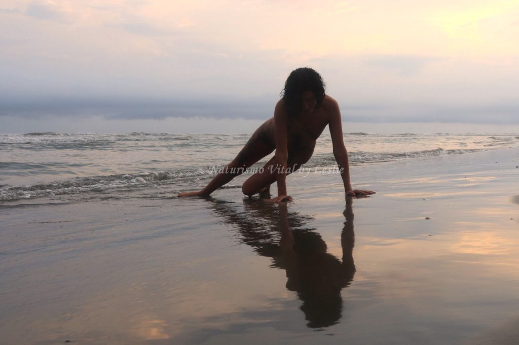 Conexión con la Esencia Silueta a contraluz en el amanecer y la playa, galería para Naturismo Vital