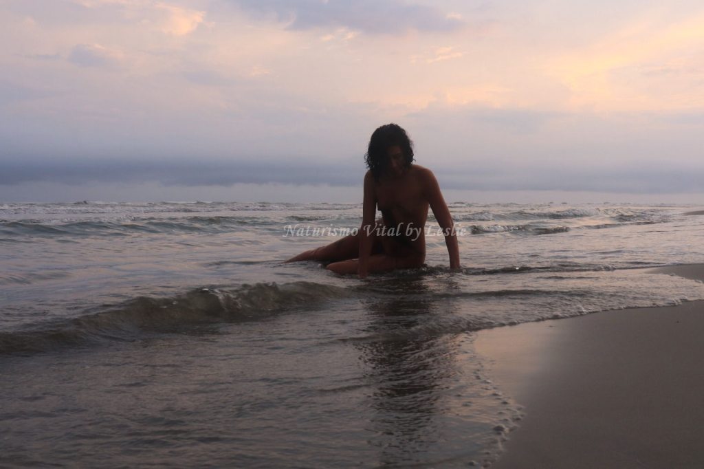 Conexión con la Esencia Silueta a contraluz en el amanecer y la playa, galería para Naturismo Vital